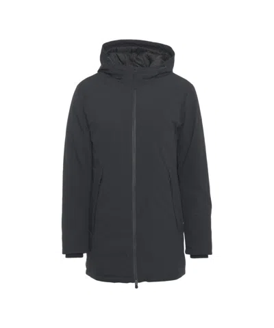 People Of Shibuya Insulated Hooded Casual Jacket With Double-slider Zipper In Black