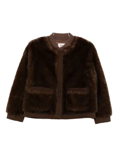 Valentini 1972 Brown Bomber Jacket With Ribbed Trim In Brown