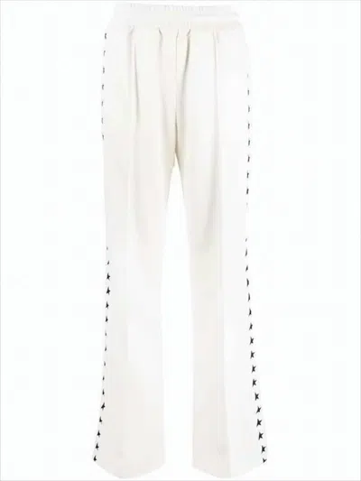 Golden Goose Wide-leg Track Pants With Graphic Star Motifs In White