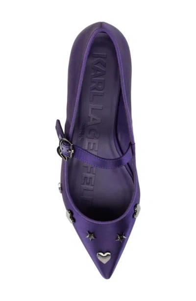 Karl Lagerfeld Women's Veyda Mary Jane Pointed Toe Flats In Purple