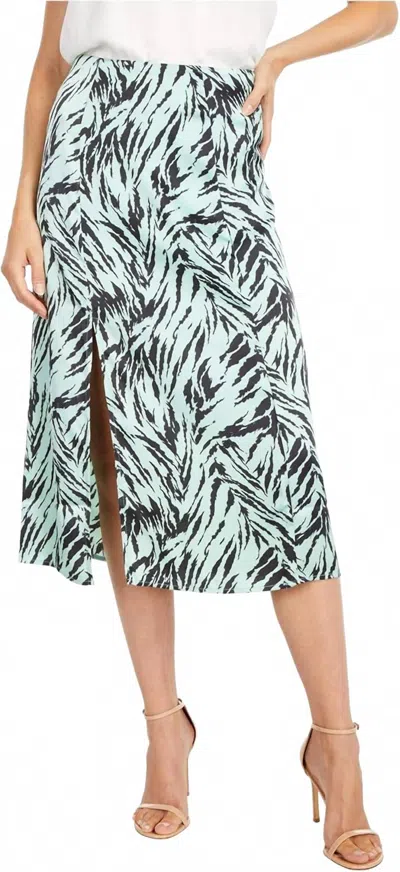 Wayf Maltamont Tiger Print A-line Midi Skirt In Mint Tiger In Multi