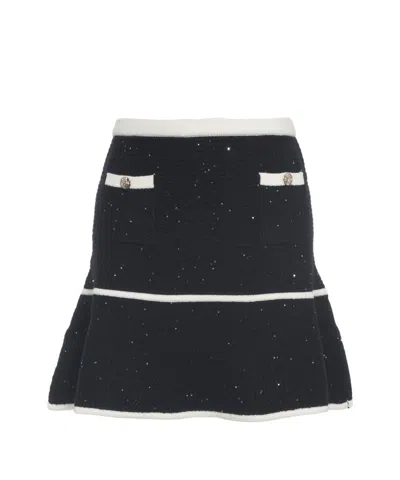 Liu •jo Glitter-finish Knitted Mini Skirt In Blue