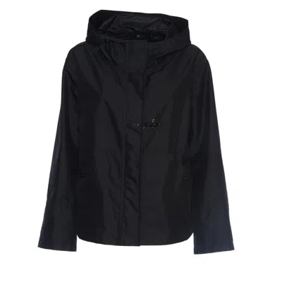 Fay Short Water-repellent Technical Poplin Parka With Hood In Blue