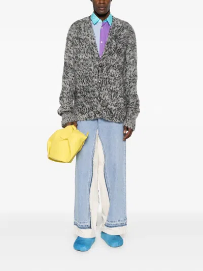 Marni Alpaca Wool-blend Cardigan In Gray