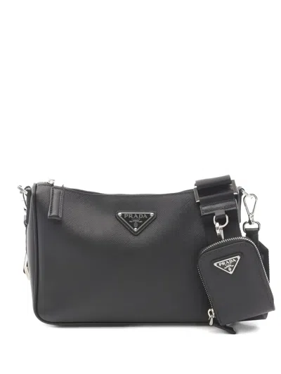 Pre-owned Prada 2020s Saffiano Leather Shoulder Bag In Black