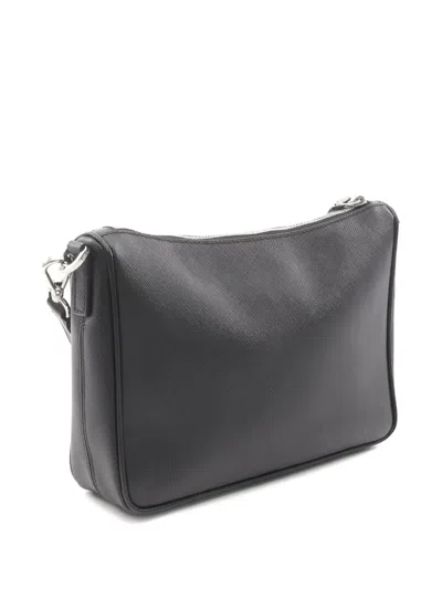 Pre-owned Prada 2020s Saffiano Leather Shoulder Bag In Black