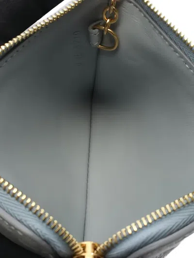 Pre-owned Celine 2010s Triomphe Debossed Leather Walletpurse In Blue