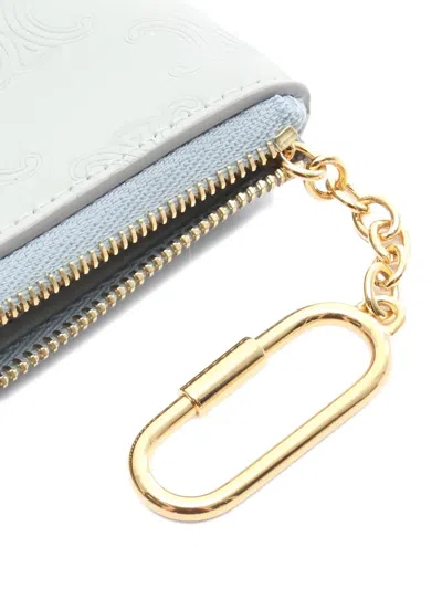 Pre-owned Celine 2010s Triomphe Debossed Leather Walletpurse In Blue