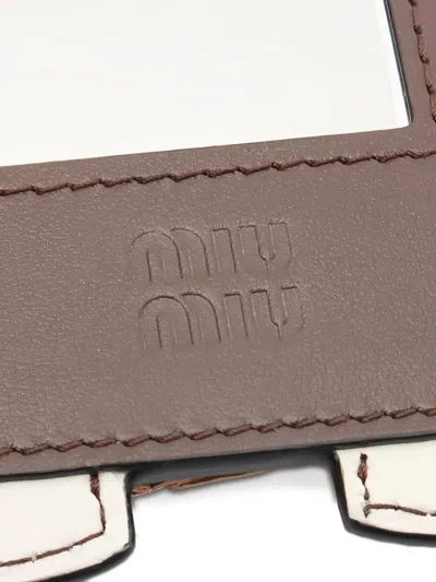 Pre-owned Miu Miu 2020s Leather Keyring In Neutral