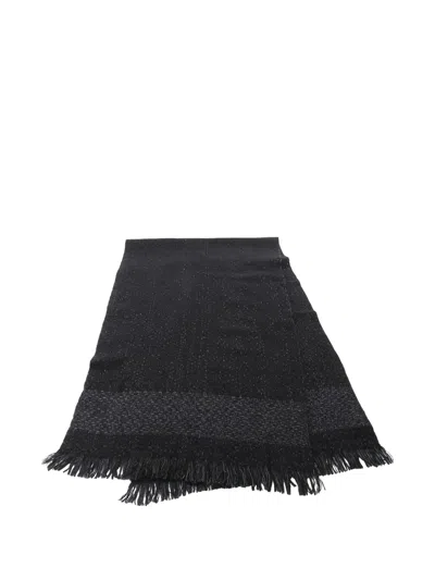Pre-owned Chanel 1986-1988 Coco Mark Fringed Shawl In Black