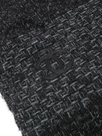 Pre-owned Chanel 1986-1988 Coco Mark Fringed Shawl In Black