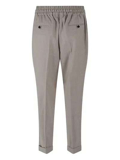 Kiton Elasticated-waist Check-pattern Trousers In Brown