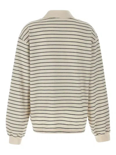 Rotate Birger Christensen Striped Long-sleeve Polo In Neutral