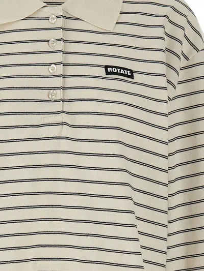 Rotate Birger Christensen Striped Long-sleeve Polo In Neutral