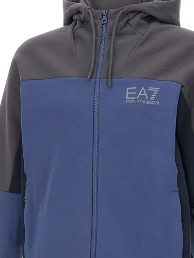Ea7 Colour-block Hoodie In Blue