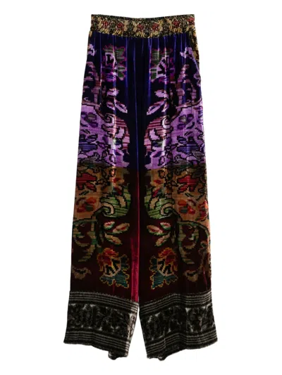 Pierre-louis Mascia Viscose And Silk Palazzo Pants In Multi