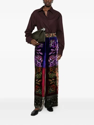 Pierre-louis Mascia Viscose And Silk Palazzo Pants In Multi