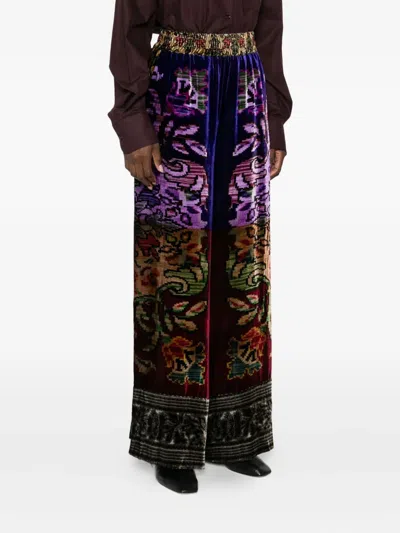 Pierre-louis Mascia Viscose And Silk Palazzo Pants In Multi