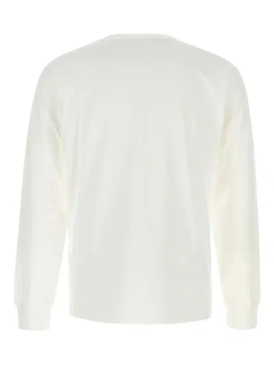 Stone Island White Long-sleeve Crewneck T-shirt With Logo Patch On The Front In Cotton Man In White