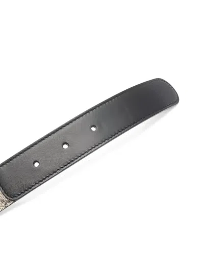 Pre-owned Gucci Double G Supreme Belt In Black