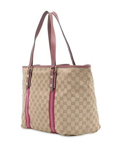 Pre-owned Gucci 2000-2015 Large Gg Canvas Jolicoeur Tote Bag In Brown