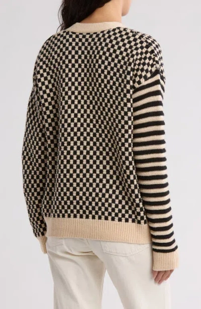 Bobeau Checks & Stripes Cardigan In Multi
