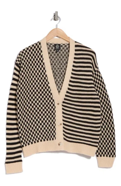Bobeau Checks & Stripes Cardigan In Multi