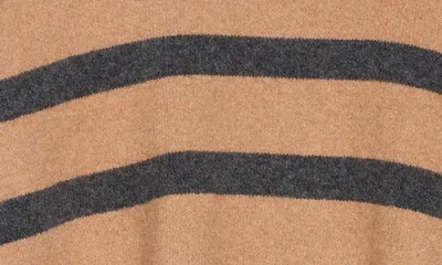 Bobeau Stripe Wide Sleeve Crop Sweater In Brown