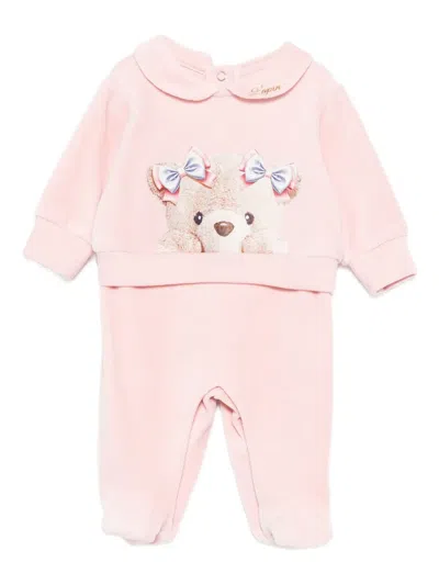 Lapin House Peter Pan-collar Teddy Print Pyjamas In Pink