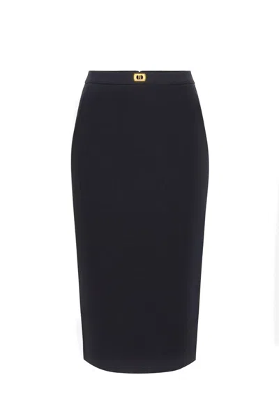 Elisabetta Franchi Fitted Midi Skirt In Black