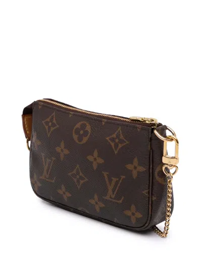 Pre-owned Louis Vuitton 2005 Monogram Mini Pochette Accessoires Handbag In Brown