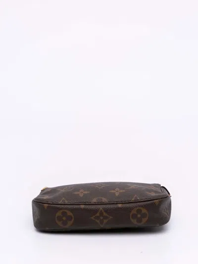 Pre-owned Louis Vuitton 2005 Monogram Mini Pochette Accessoires Handbag In Brown