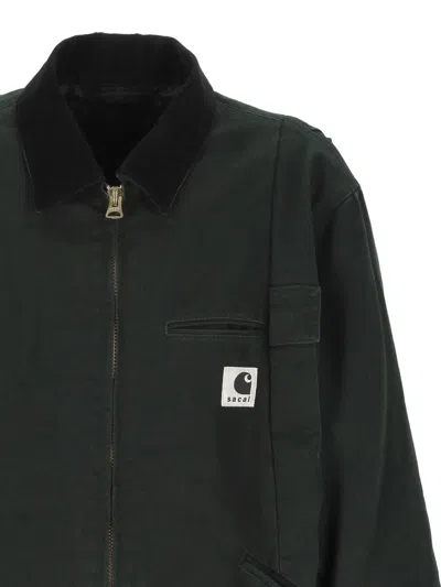 Sacai X Carhartt Wip Duck Long-sleeves Jacket In Green