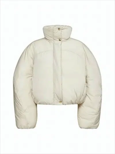 Jacquemus Cropped Puffer Jacket With Oversized Silhouette In White