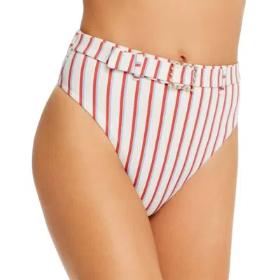 Weworewhat Emily Bikini Bottoms In Cream Stripe In Pink