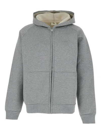 Autry Structured Active Hoodie With Front Zipper In Gray