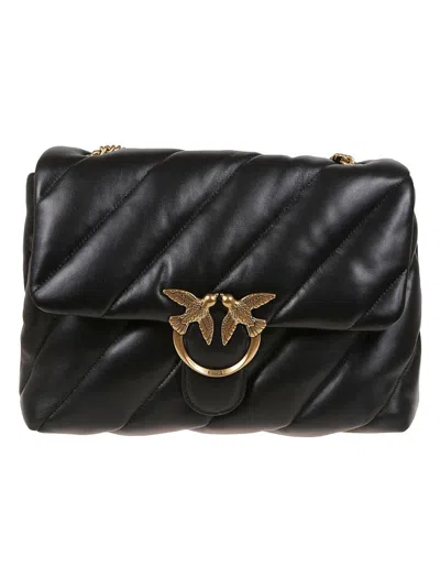 Pinko Love Puff Big Cl Sheep Nappa Shoulder Bag In Black