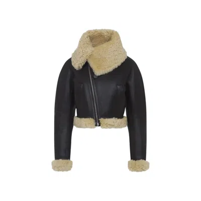 Jacquemus Asymmetrical Aviator Leather Jacket In Multi
