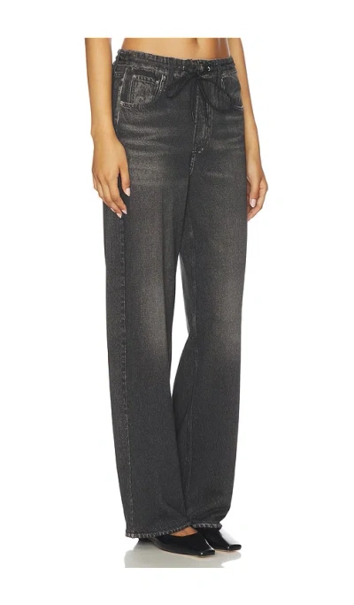 Rag & Bone Miramar Terry Drawstring Wide Leg Jeans In Black
