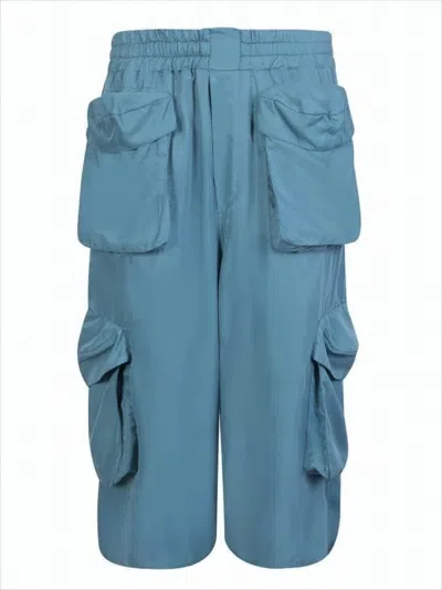 Sunnei Relaxed Fit Blue Shorts With Flap Pockets In Blue