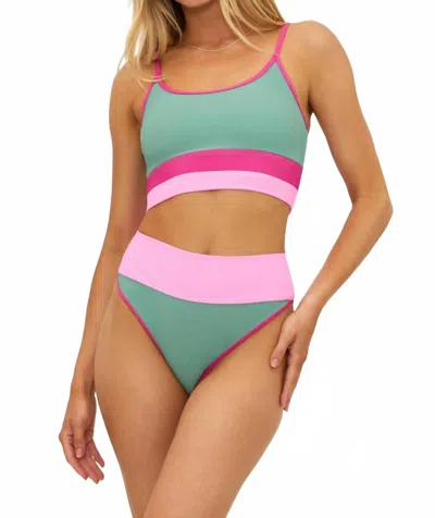 Beach Riot Eva Bikini Top Womens Multi Colorblock Adjustable Straps Buu415 In Multi