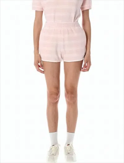 Sporty And Rich Pastel Pink Cotton Shorts With White Stripes In Pink