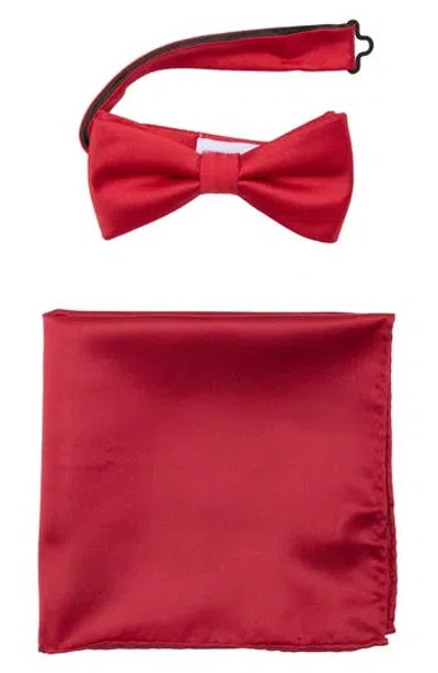 Nordstrom Rack Formal Cotton Bow Tie & Pocket Square Set In Red