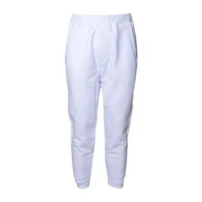 Dsquared2 Tapered-fit White Trousers With Elasticated Waistband And Cuffs In White
