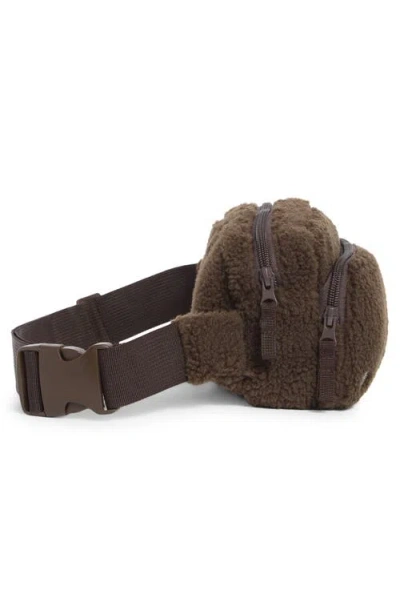 Z By Zella Faux Shearling Belt Bag In Brown