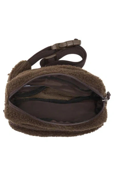 Z By Zella Faux Shearling Belt Bag In Brown