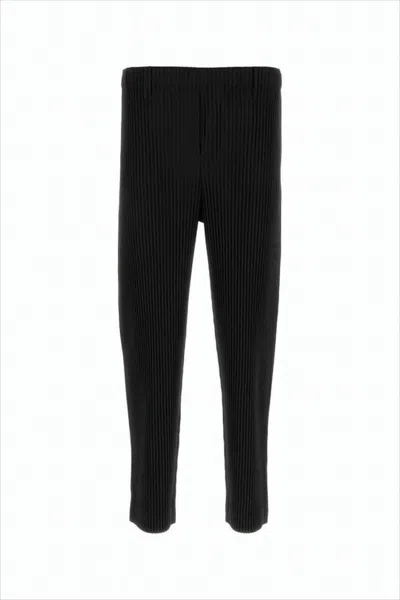 Issey Miyake Cropped Pleated Jogger Pants With Subtle Sheen In Black