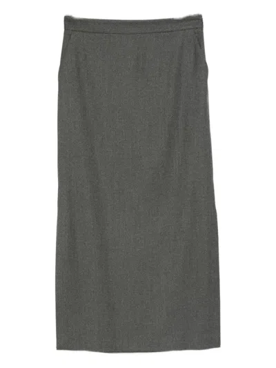 Antonelli Classic Knee-length Gray Skirt With Subtle Details In Gray