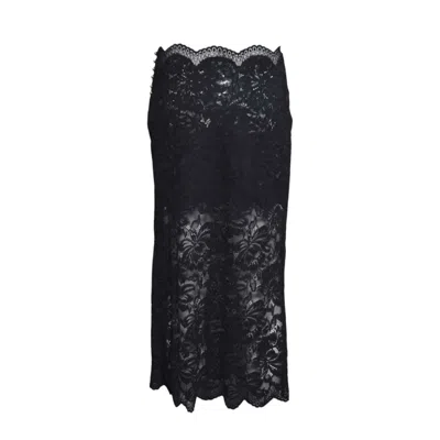 Rabanne Intricate Floral Lace Midi Skirt With Scalloped Hem In Black