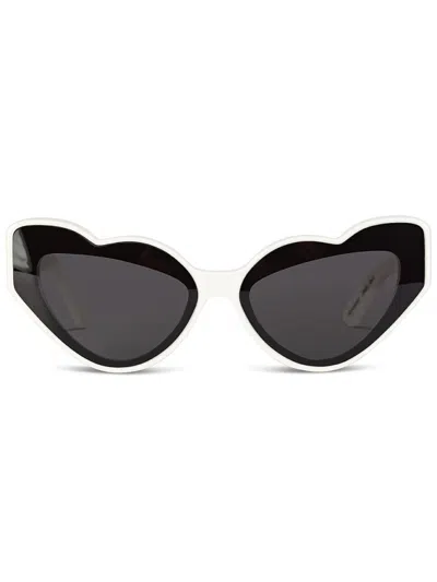 Fiorucci Heart-shaped White Acetate Sunglasses With Black Lenses In Black